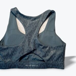 Allfenix Racerback Sports Bra Charcoal Shimmer Leopard Print Foil Womens  XS/S